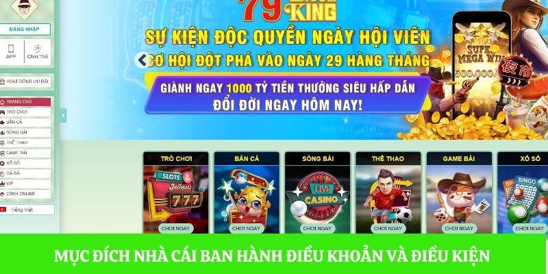 Mục đích nhà cái ban hành điều khoản và điều kiện